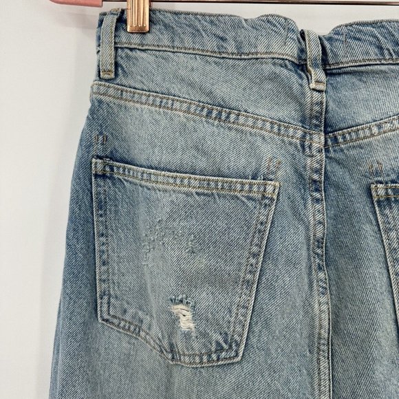 Free People‎ Blue Denim Distressed Ripped Boyfriend Straight Jeans Size 24 - Picture 12 of 12